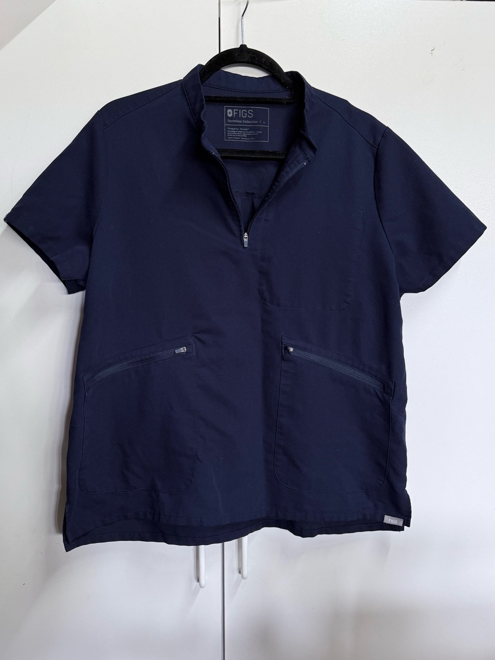 FIGS Navy Half-Zip Scrub Top